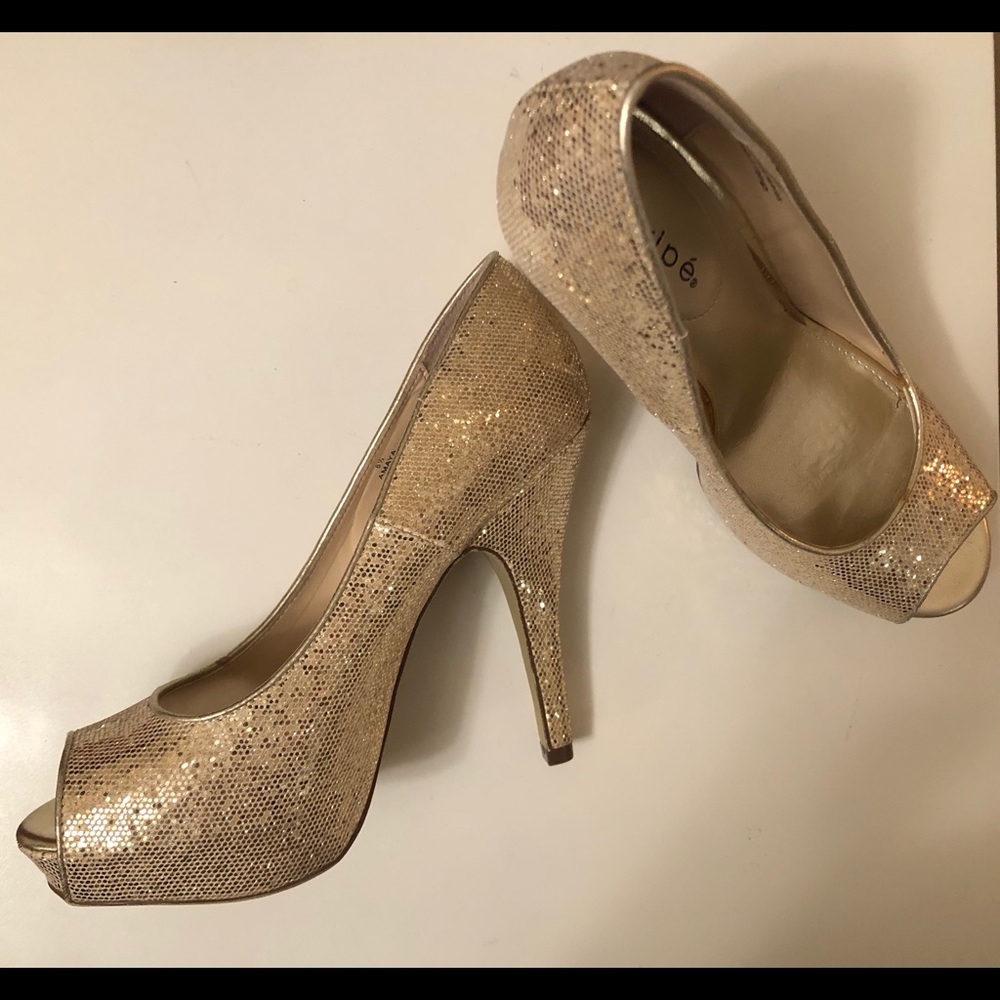 Maripe | Champagne Amaya Peep Toe Heels